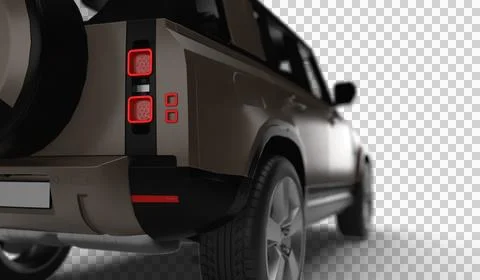 Brown Modern SUV Slight Right Rear View 3D Render on Transparent Background Stock Illustration