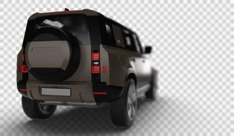 Brown Modern SUV Slight Right Rear View 3D Render on Transparent Background Stock Illustration