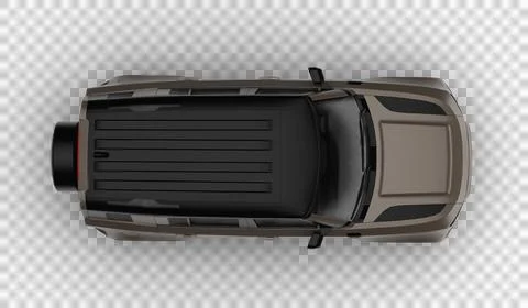 Brown Modern SUV Top Down Bird's Eye View 3D Render on Transparent Background Stock Illustration