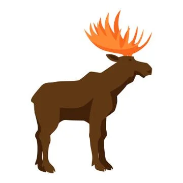 Brown moose with horns. Stock Illustration