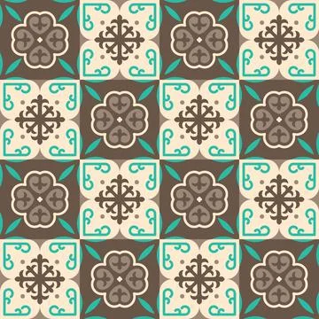 Brown moroccan mosaic seamless pattern Stock Illustration