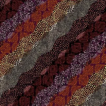 Brown mosaic art pattern of different tile textures. Art Nouveau style. イラスト素材