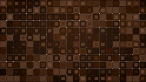 Brown mosaic grid background with nested square shapes and technical dots Stock Footage 345374988