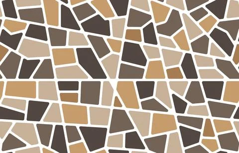 Brown mosaic stone tile or floor seamless pattern Stock Illustration