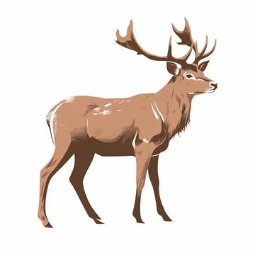 Brown mountain Deer Vector Stock Illustration