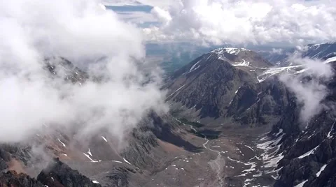 Brown Mountain gray clouds Stock Footage 40546979