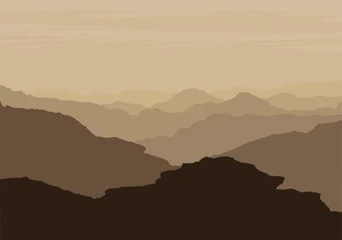 Brown mountains landscape vector Illustrazione stock