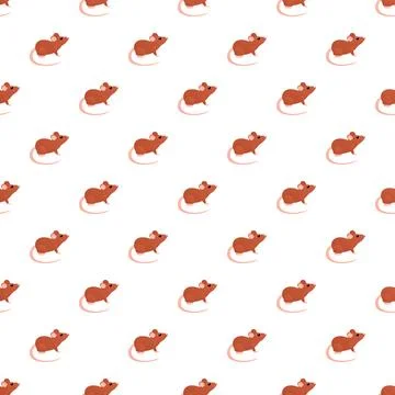Brown mouse seamless pattern on white background Stock Illustration