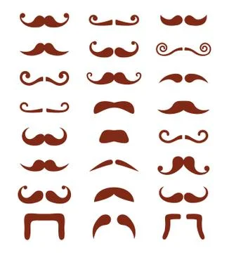 Brown moustache or mustache vector icons set Stock Illustration