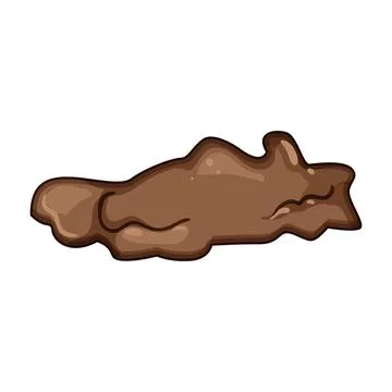 Brown mud puddle flowing dirt liquid cartoon illustration Stock Illustration