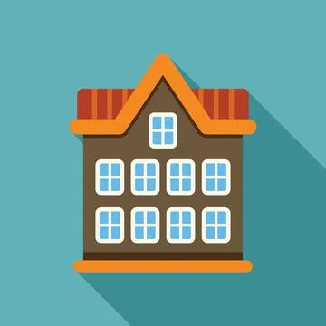 Brown narrow facade building casting long shadow Stock Illustration
