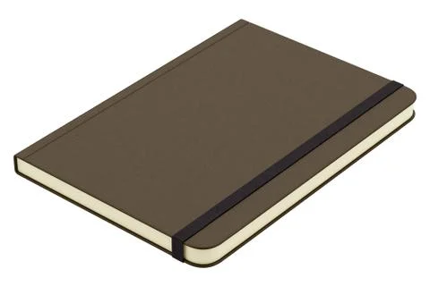 Brown notebook isolated on white background. 3d illustration Stock Illustration
