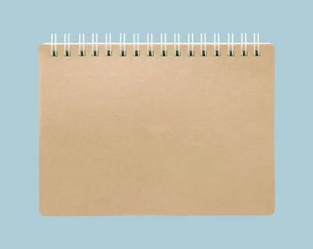 Brown notebook placed on a blue background Stock Photos
