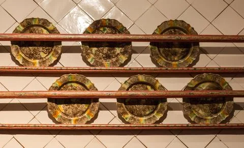 Brown old plates Stock Photos