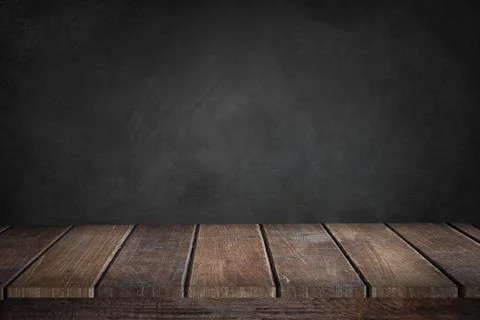 Brown old wall background and desk Stock Photos