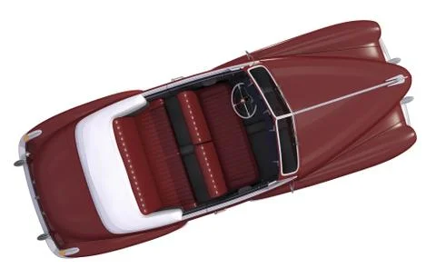Brown oldtimer car top view 3d render illustration. Stock Illustration