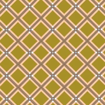 Brown Olive Peach Plaid Pattern Background With Geometric Diamond Grid Stock Illustration