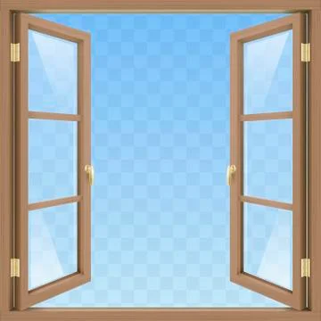 Brown open window Stock Illustration