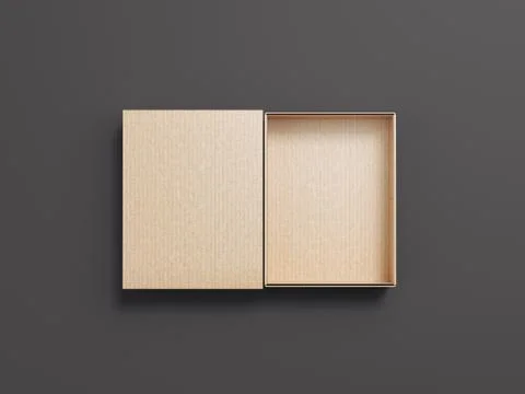 Brown opened cardboard package. 3d rendering Stock Illustration