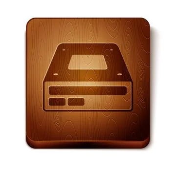 Brown Optical disc drive icon isolated on white background. CD DVD laptop tray Stock Illustration