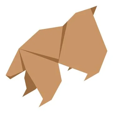 Brown origami bear walking on four paws Stock Illustration