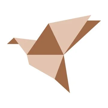 Brown origami bird. Vector Stock Illustration