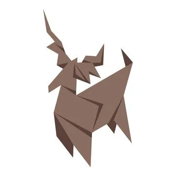 Brown origami deer standing on white background 스톡 일러스트