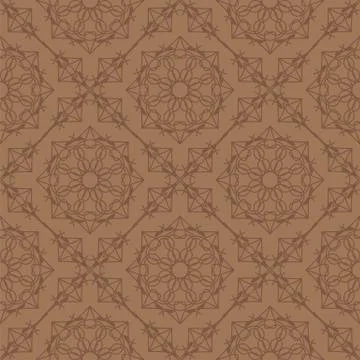 Brown Ornamental Seamless Line Pattern 스톡 일러스트