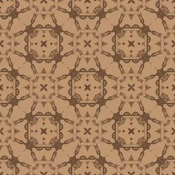 Brown Ornamental Seamless Line Pattern 스톡 일러스트