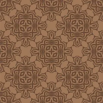 Brown Ornamental Seamless Line Pattern. 스톡 일러스트