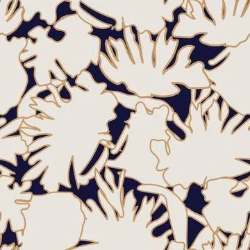 Brown Outlined Floral seamless pattern design Stock Illustration