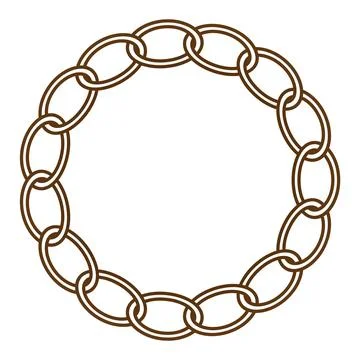 Brown Oval Chain Links Forming A Circular Frame On A White Background イラスト素材