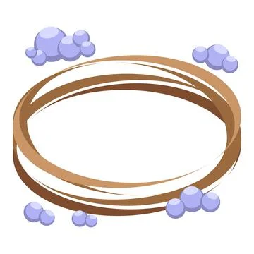 Brown oval frame surrounded by soap bubbles on white background Stock Illustration