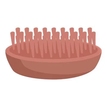 Brown oval hairbrush lying horizontally with plastic bristles 스톡 일러스트