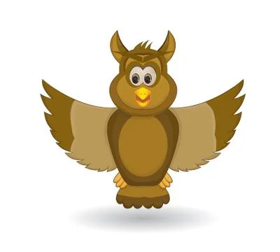 Brown owl flying Illustrazione stock