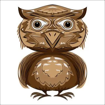 Brown owl front view Stock Illustration