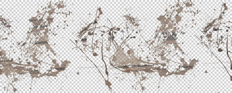 Brown Paint Splatter Texture on White Background Isolated PNG Cutout Illustrazione stock