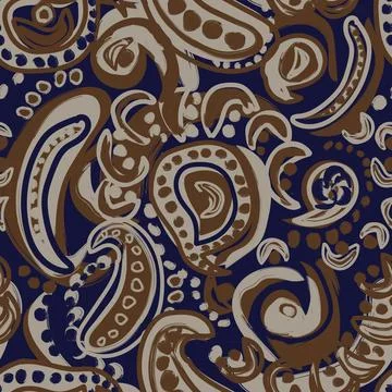 Brown Paisley abstract seamless pattern design Stock Illustration