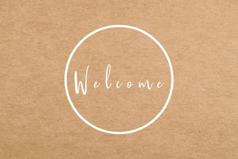 Brown Paper Background with Welcome Text and Circle Design Element Stock Illustration