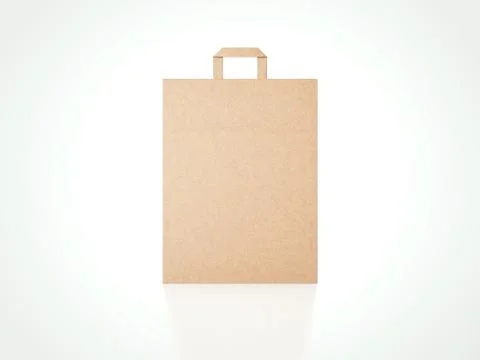 Brown paper bag in bright studio. 3d rendering 库存插图