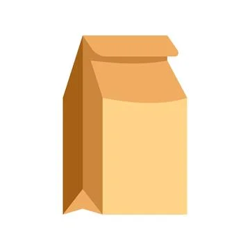 Brown paper bag flat icon for packaging Stock Illustration