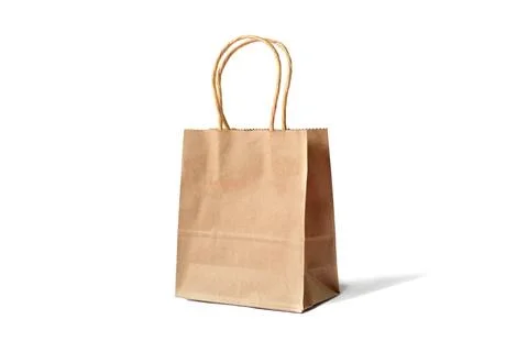 Brown paper bag isolated on white background Stock Photos