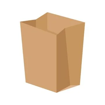Brown paper bag opened and empty Stock Illustration