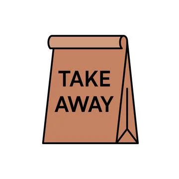 Brown Paper Bag Rolled Top Take Away Icon Stock-Illustration