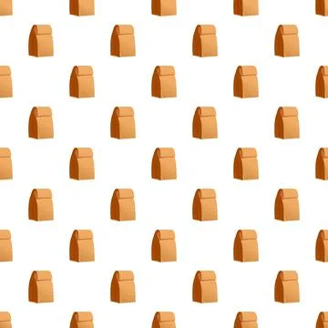 Brown paper bags seamless pattern on white background Stock Illustration