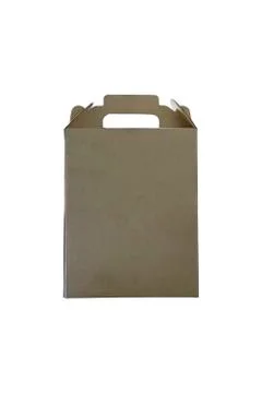Brown paper box for input on a white background with clipping path. Foto stock