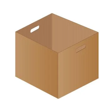 Brown paper box on a white background. One brown box packaging. Stock Illustration