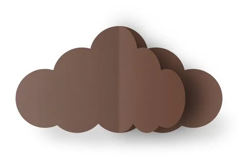 Brown paper clouds isolated on white background Stock Photos
