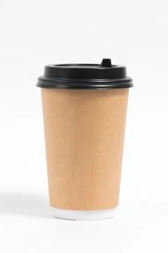 Brown paper cup for tea or coffee isolated on white background Stock Photos