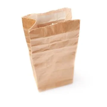 Brown paper pack for tea or coffee isolated over white background Foto stock